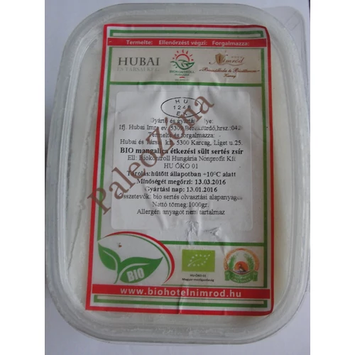 Bio étkezési mangalica sertés zsír 1kg - HUBAI