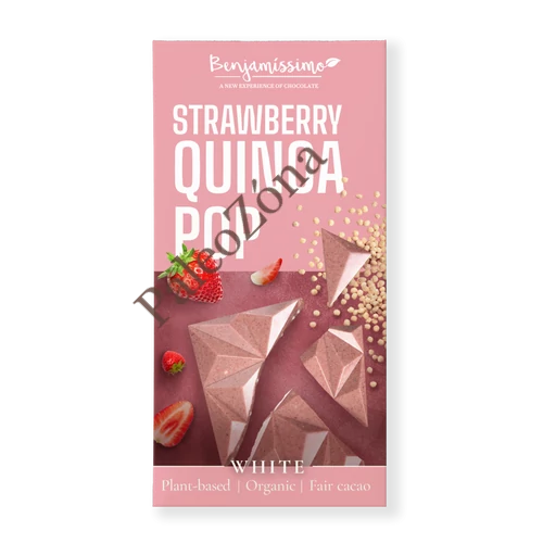 BIO Fehér csokoládé eperrel és puffasztott quinoával 60 g - Benjamissimo