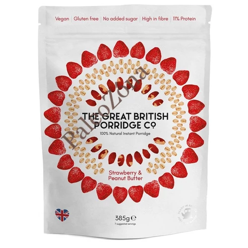 Instant  GM Zabkása eper&mogyoróvaj 385g- The Great British Porridge co