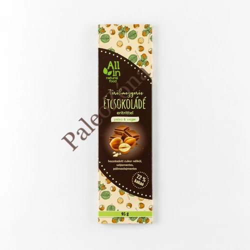 Törökmogyorós Étcsokoládé tábla eritrittel 95g - All In natural food