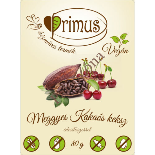 Kakaós-meggyes keksz 80g - Primus