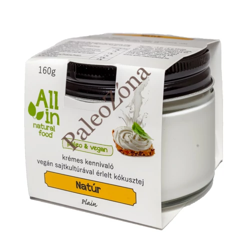 Vegán natúr Sajtkultúrával érlelt kókusztej 160g - ALL IN natural food