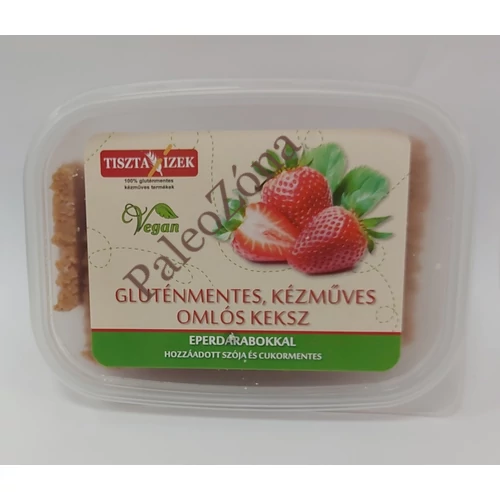 Gluténmentes kézműves omlós keksz eperdarabokkal 180g - Tiszta Ízek